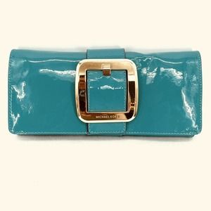 MICHAEL Michael Kors Women’s Turquoise Green Patent Clutch Bag with Buckle